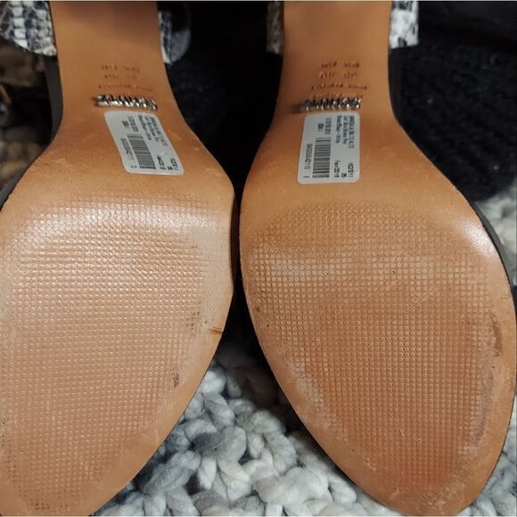 SCHUTZ Ankle Wrap Snakeskin Leather Block Heels - Picture 11 of 12